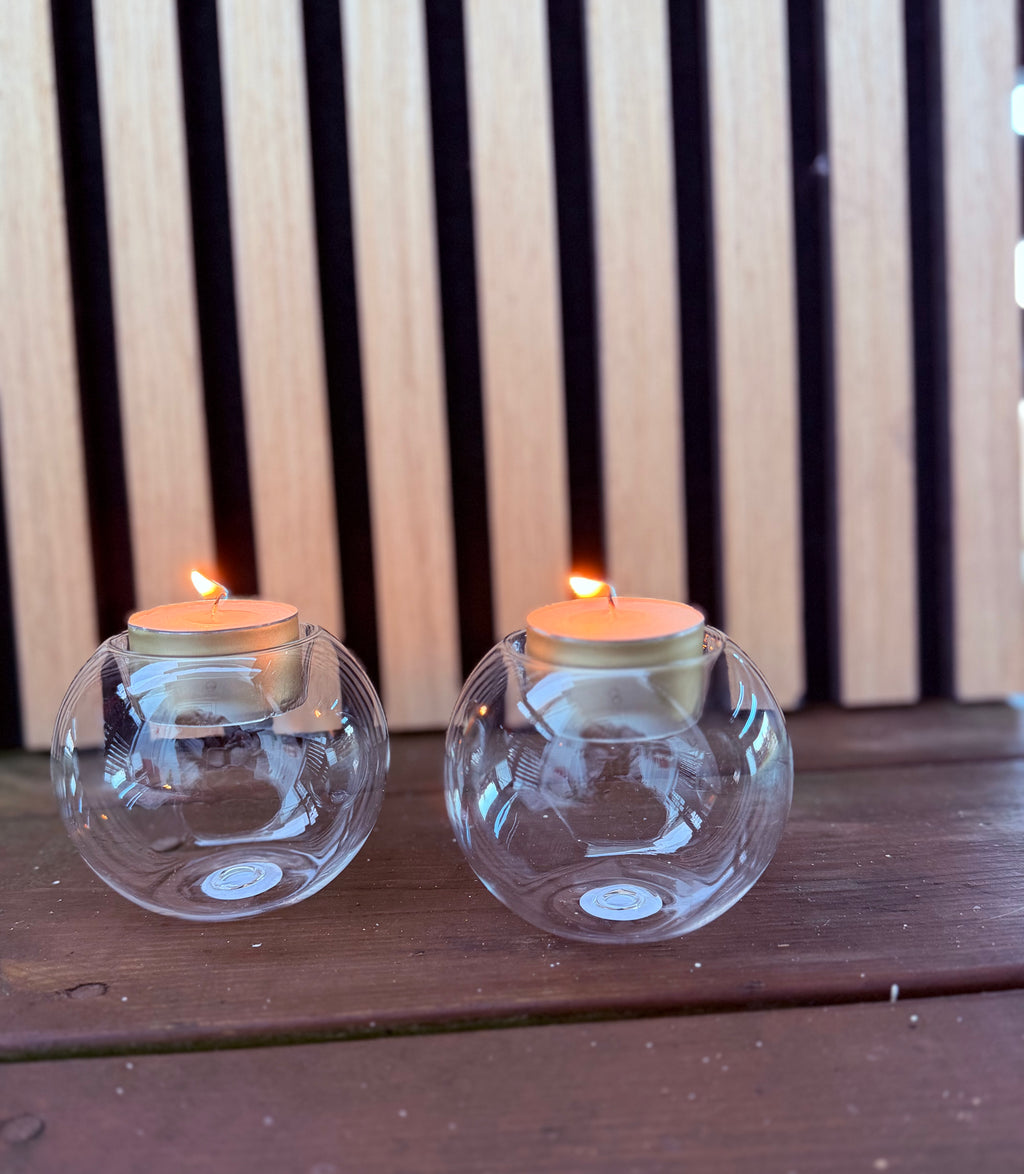 Telysholder i glass 2PK