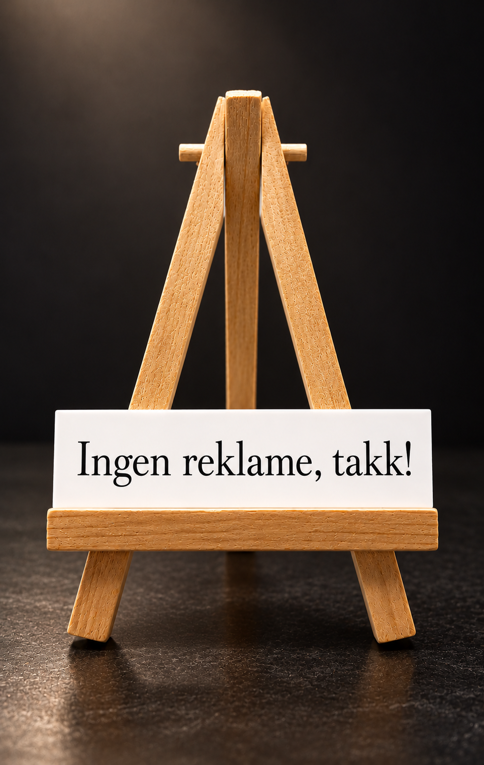 "Ingen reklame, takk!" – postkasseskilt i plastlaminat (sort/hvit) Inngravert.no