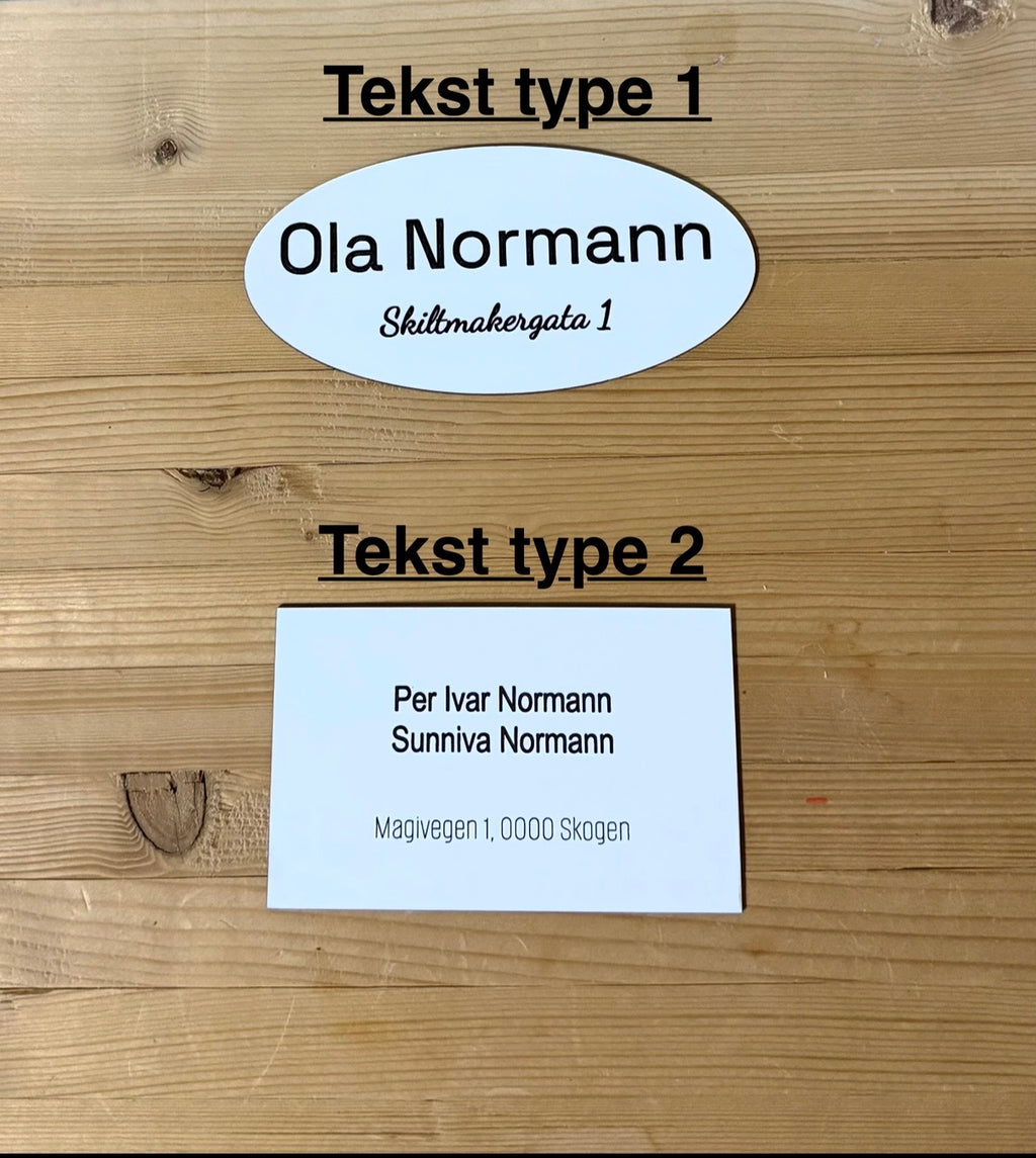 Postkasseskilt i plastlaminat - 93x58 mm Inngravert.no